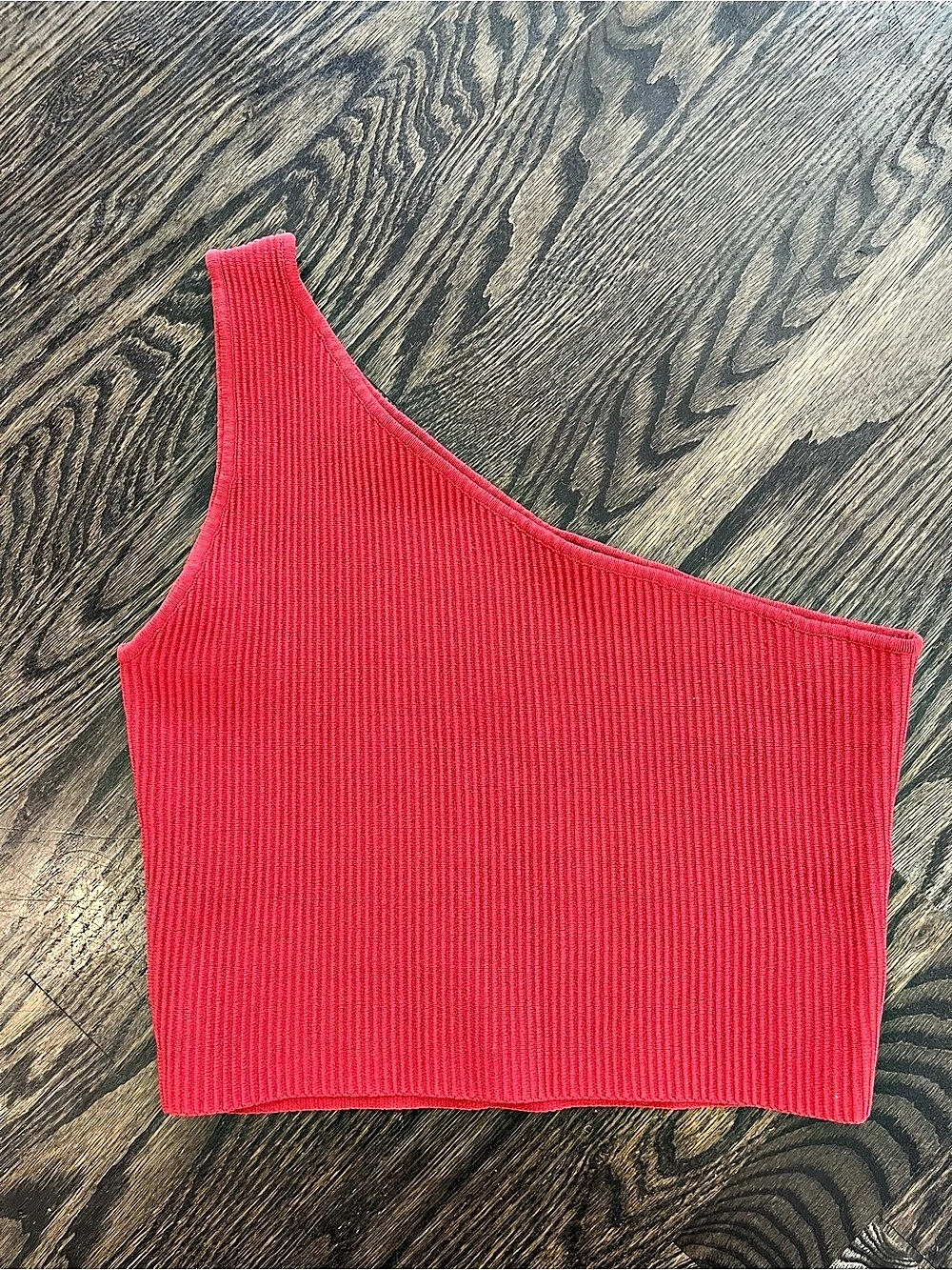 Glassons Red One-Shoulder Thick Ribbed Asymmetrical Bodycon Crop Tank Size M